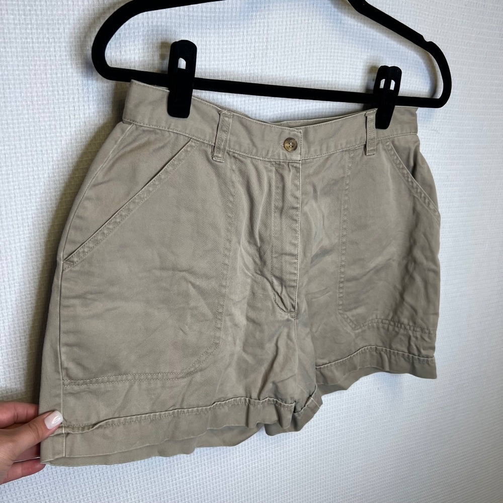 Woolrich Womens Khaki Chino Shorts High Rise Cotton Tan Size 10